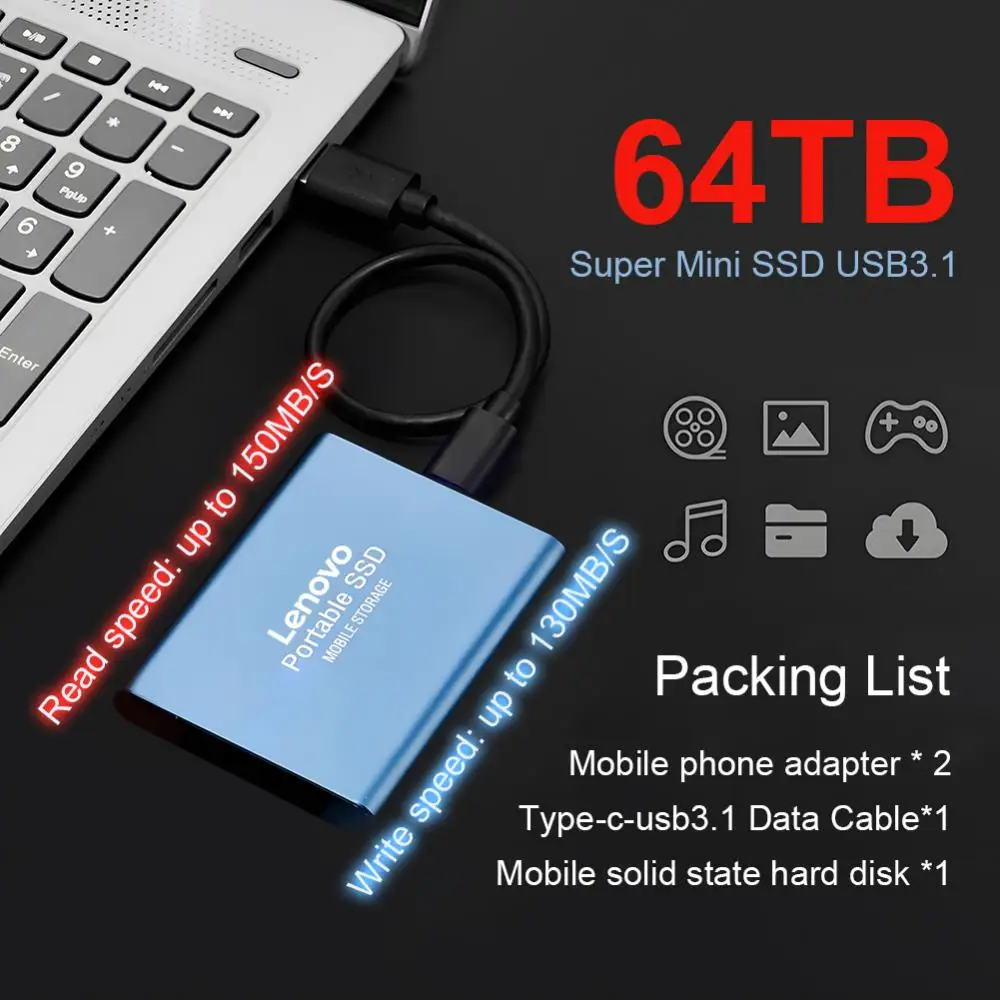   ϵ ̺, ޴ SSD ϵ ũ,   , Ʈ  ũž 丮, USB3.0, 64TB, 16TB, 8TB