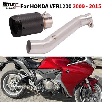 Slip On For HONDA VFR 1200 X F VFR1200F 2009 - 2015 Motorcycle Exhaust Escape Moto Muffler Modify 50.8mm Mid Link Pipe Muffler