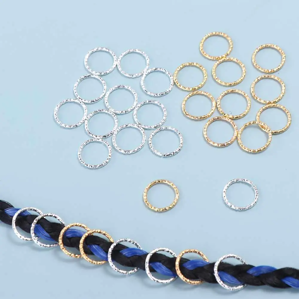 50PCS Styling Tool Opening Hoop Circle Hair Rings Charm DIY Dreadlocks Beads Big Hole Hairpin Cuff Clip Hair Braids