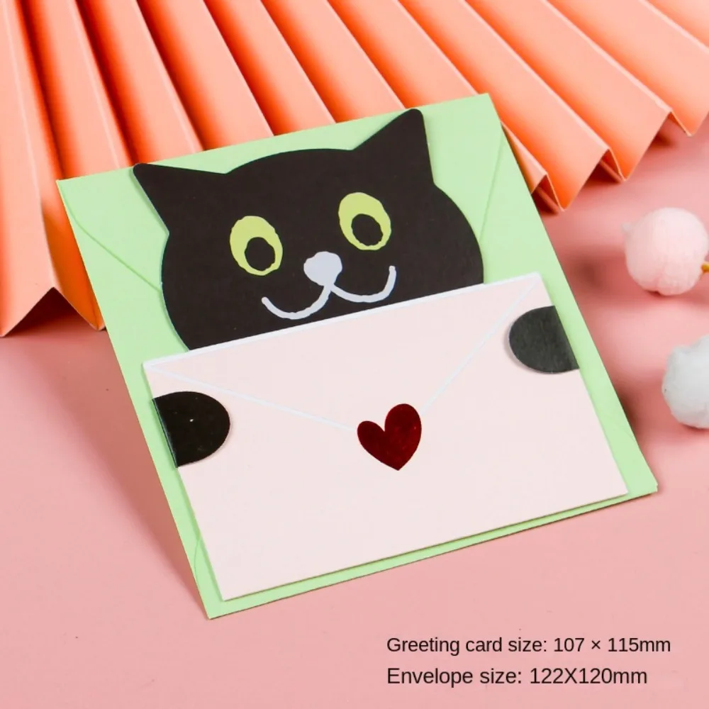 Bear Rabbit Blessing Thank Envelope Folded Ins Decoration Letter Paper Greeting Card 6PCS kraft paper envelopes mini envelopes