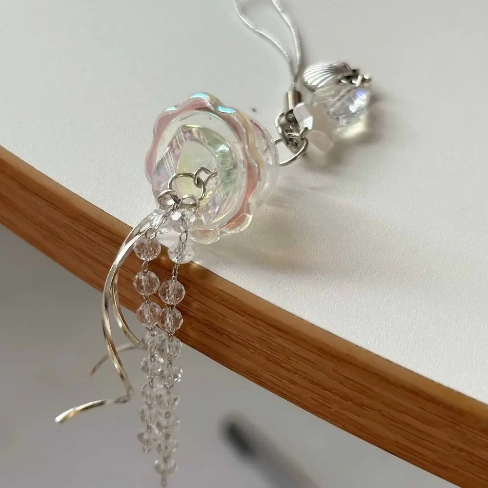 Jellyfish Tassel Y2K Jellyfish Mobile Key Chain Sea Shell Fish Korean Phone Charm Keycord Beads Chain Jellyfish Beaded Pendent