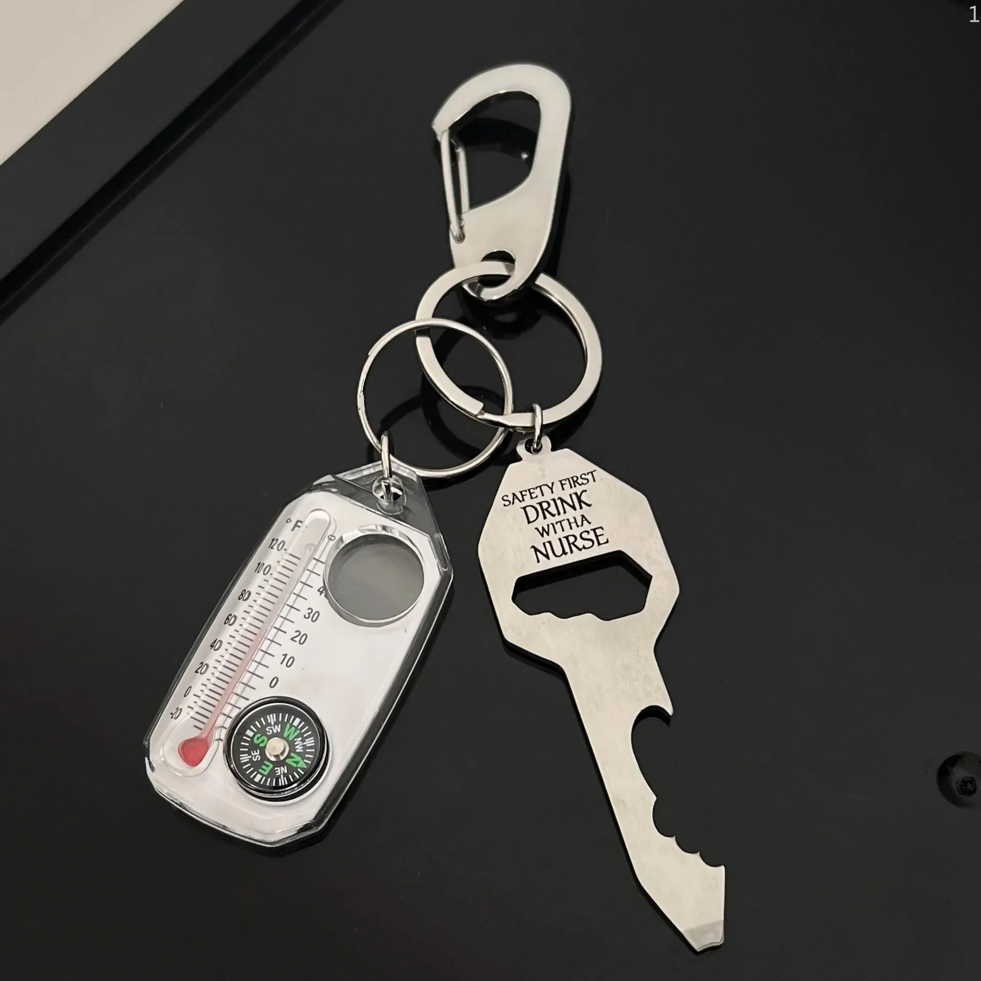 Original Compass Metal Keychain Pendant New Mountaineering Buckle Advanced Multi Functional Waist Accessory Decoration 2