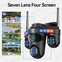 DIFANG 35MP WiFi caméra IP 4 écrans 7 lentilles 10X Zoom extérieur sans fil PTZ caméra de sécurité suivi automatique CCTV caméra de Surveillance Caméra de Surveillance Extérieure WiFi pour la Maison, Caméra IP avec Tro 2