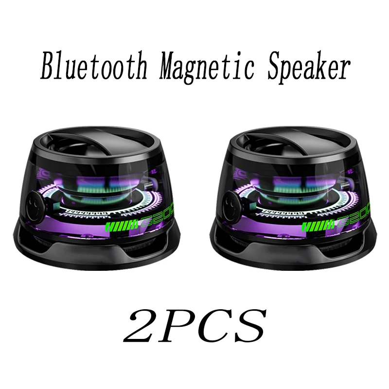 G200 2 pièces Bluetooth haut-parleur magnétique RGB Mini boîte de son multifonction Portable appairage deux haut-parleurs LED lumières support de téléphone cadeaux
