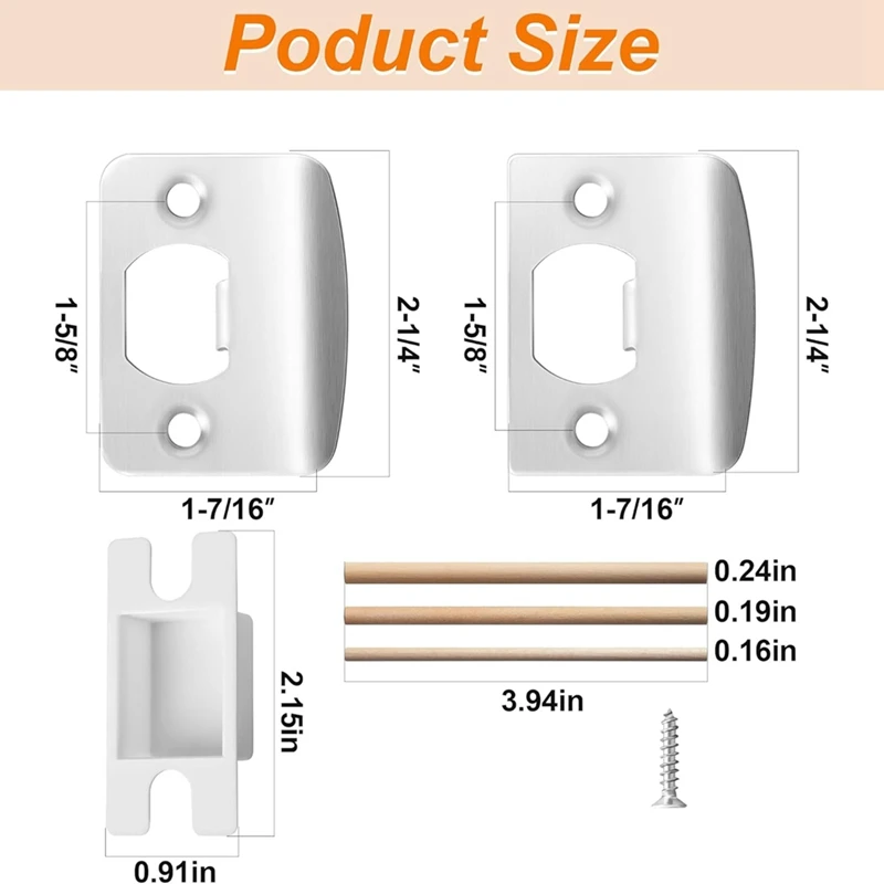 B76A 4 Pack Door Latch Strike Plate-Stainless Steel Door Lock Strike Plate Repair Kits-Door Latch Restorer Reinforcement