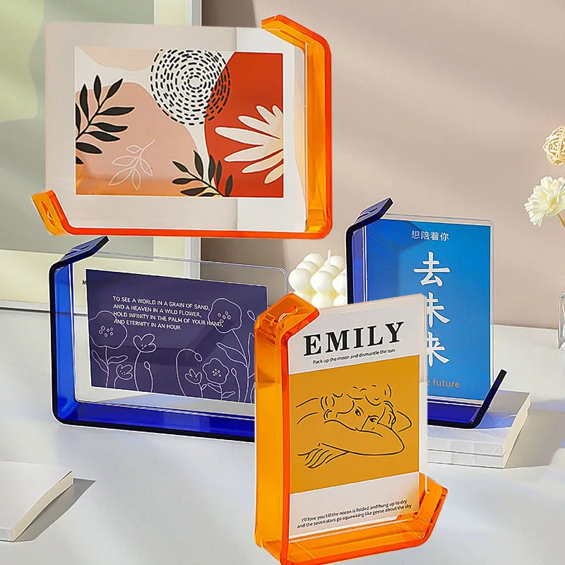 Acrylic L Shaped Photo Frame Double Sided Transparent Home Decor