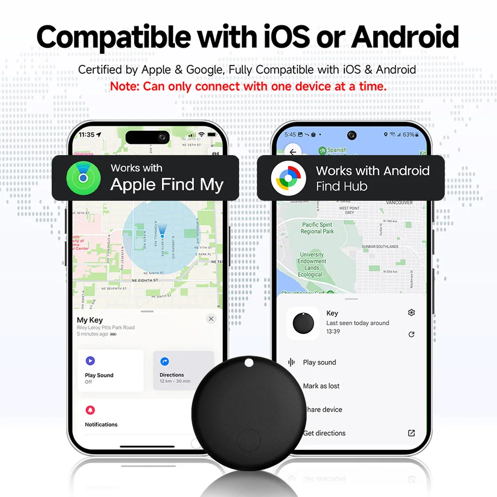 안드로이드/iOS 듀얼 시스템 스마트 위치 태그 분실 방지 GPS 트래커 아이템 찾기 애플 나의 찾기 및 구글 나의 찾기 허브와 호환 가능