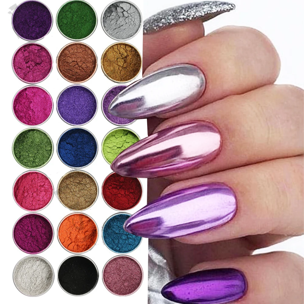 

19 Colors Nail Glitter Set Magic Mirror Metal Powder Super Smooth Nails Art Chrome Pigment Dust Manicure DIY nail Decorations!19