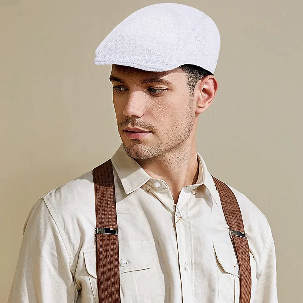 Summer Breathable Berets Men Soft Cotton and linen Hat Windproof Street Beret Hat Retro England Hats Peaked Painter Caps