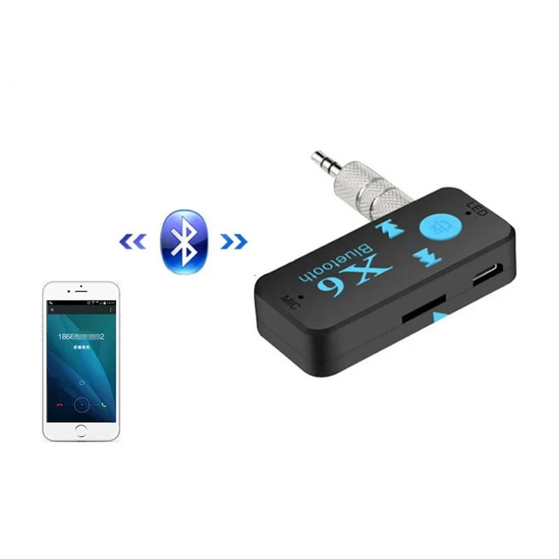 3 in 1 Bluetooth -compatible Wireless Adapter X6 USB Receiver 3.5mm Audio Jack TF mp3 Card Reader MIC Call Support Car Speaker bluetooth adapter bluetooth transceiver adapter audio adapter bluetooth aux adaptor wireless usb adapter