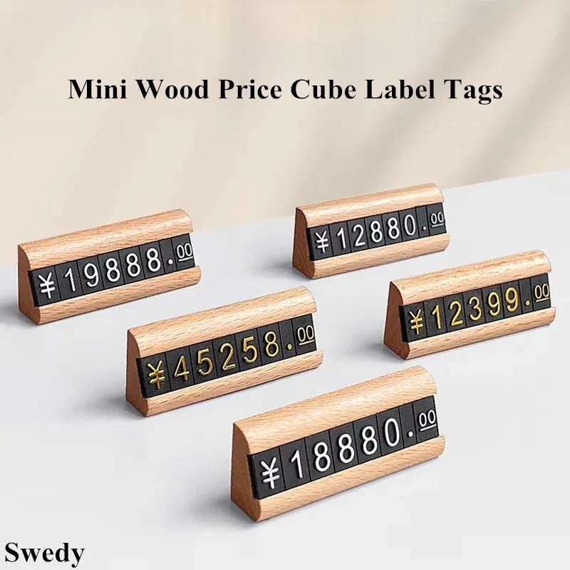 

Adjustable Mini Wood Price Label Card Sign Holder Display Stand Small Jewelry Watch Ring Price Number Cube Tags