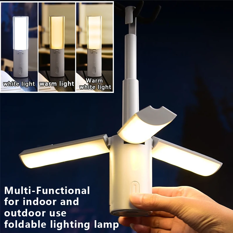 Folding Outdoor Camping Portable Rechargeable High Capacity Lighting 3Modes Dimmable Hanging Lamp Lantern For Emergency Lighting