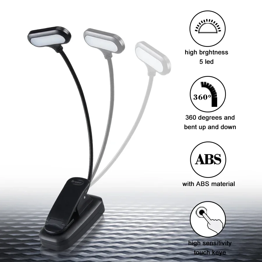 Mini LED Book Lamp Portable Clip-On Table Lamp Adjustable Eye Protection Battery Powered Study Reading night light book light