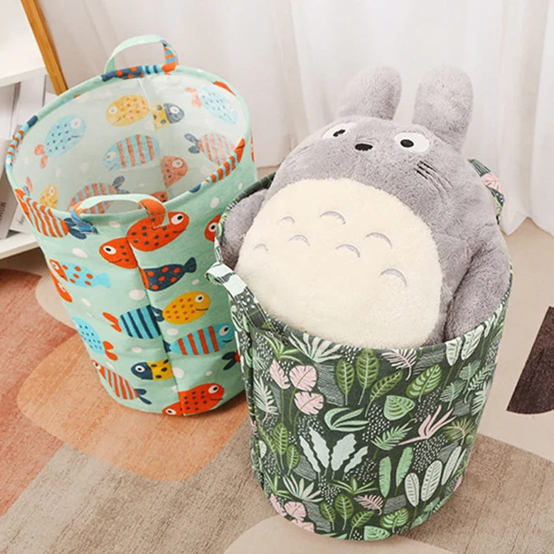 Description Picture 3 of itemPrint Laundry Basket Foldable Home Laundry Storage Bag Portable Cotton Linen Hamper For Kids Toys Dirty Clothes Basket Organizer