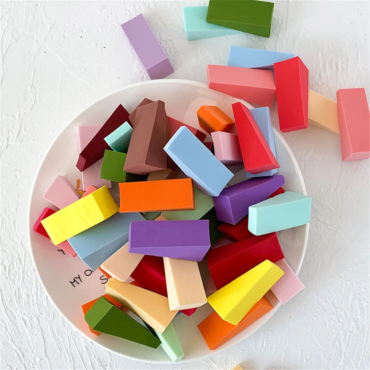 파운데이션, 블러셔, 뷰티 도구, 클리어 에지, 제어 및 블렌딩이 용이한 웨지 메이크업 스펀지 50개 네일 버퍼 메이크업 스펀지