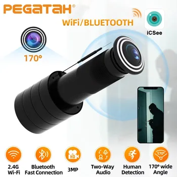ICSEE 3MP HD Peephole WiFi Camera 170° Wide-angle Door Viewer Motion Detection Smart Home Security Wireless Cat-eye Auto Record 1