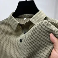 Polo d'été à manches courtes pour hommes, ajouré, en soie glacée, vêtements de marque, respirant, mode Business, T-Shirt pour hommes jusqu'à 6XL 2