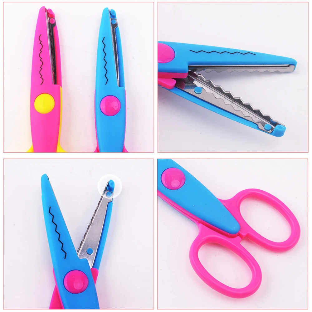 Mr.paper 6 Styles Minimalistic Lace Scissors Wavy Pattern Small Round Head Children Special Student Art Tool Stationery Scissor stationery scissors