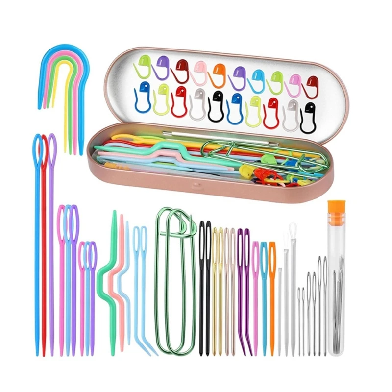 

Plastic Hand Sewing Needle Kits Learning Needle Sewing Needle Set, Big Eyes Sewing Needle Scarf Sewing Tool for Children