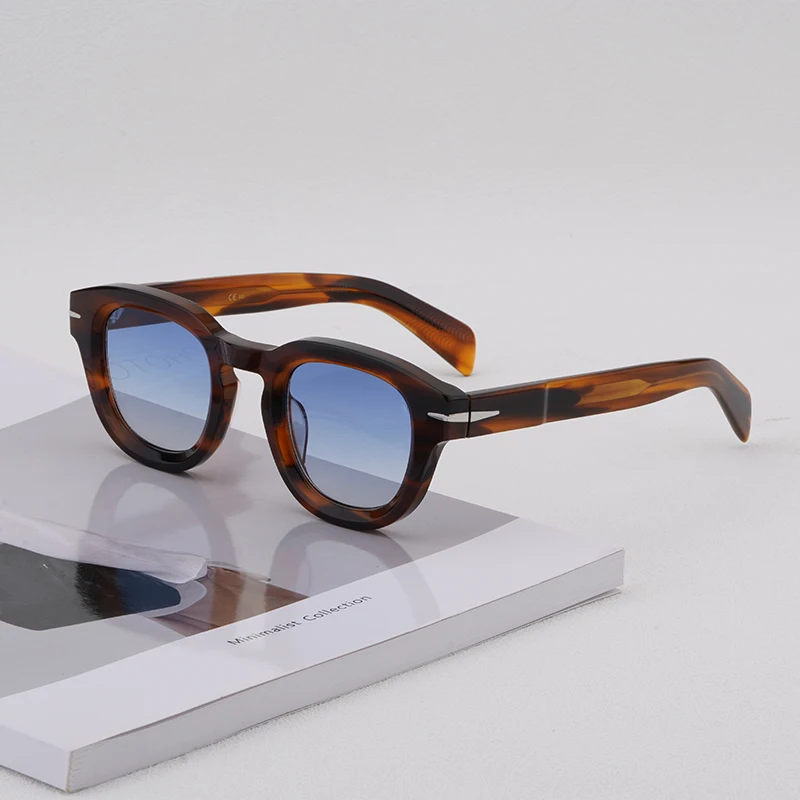 

High Quality DB 7062 Oval Round Sunglasses For Women And Thick Acetate Fashion Vintage Eyewear American Style Eyeglasses UV400
