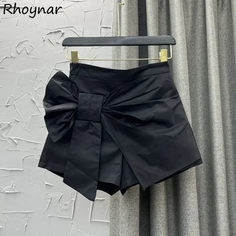 

Big-bow Shorts Women Sweet Girlish A-line High Waist Pure Vintage Kawaii Clothes Trousers Streetwear Cargo Fashion Шорты S-3XL