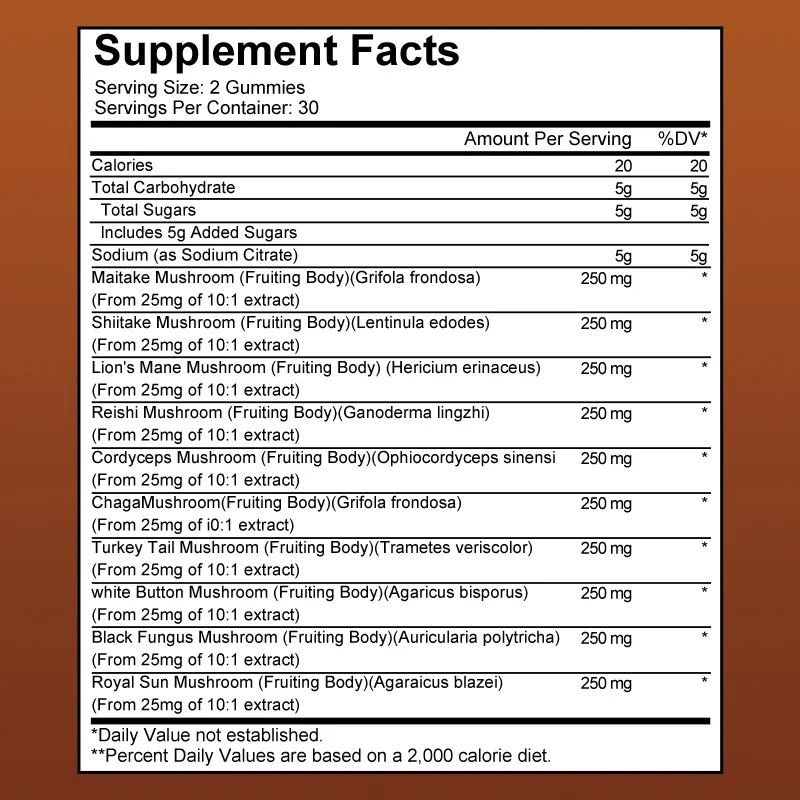 Lion's Mane Reishi Cordyceps Chaga Turkey Tail Nootropic Brain Memory & Focus Stress Relief-Ultimate Mushroom Complex Capsule