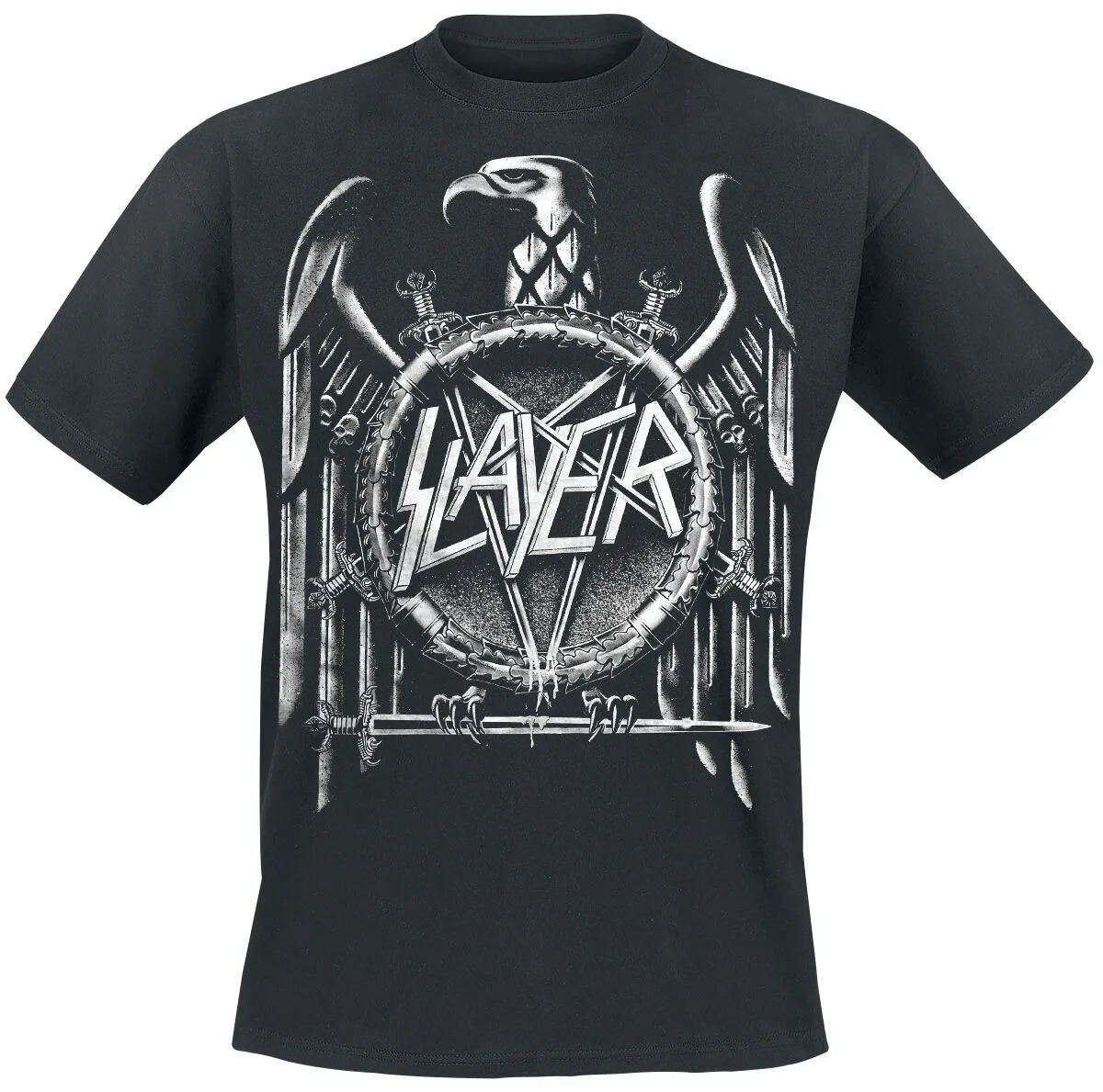 Slayer Band Eagle Emblem Print T-Shirt, 100 % Baumwolle, lässiges, neutrales T-Shirt, Thrash Metal Heavy Metal Streetwear für Männer und Frauen