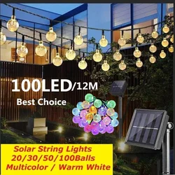 100Balls Solar String Lights Garden Outdoor String Lights Waterproof Crystal Ball Fairy Lights, Decoration Lighting for Outdoor