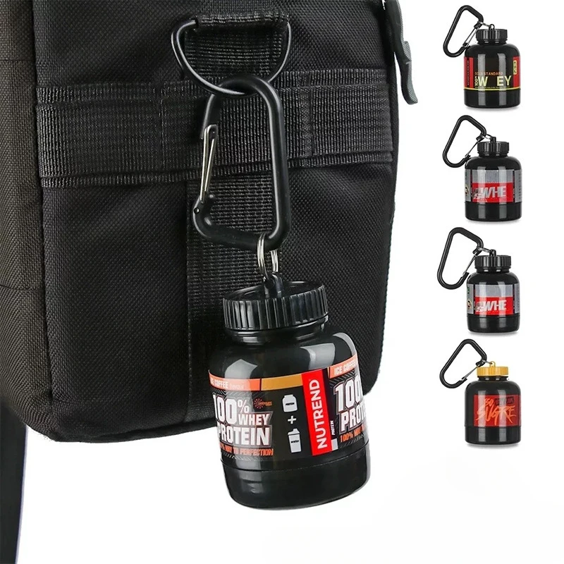 Mini Portable Protein Powder Bottles with Keychain Health Funnel Medicine Bottle Small Water Cup Sport Storage protein powder bottle
