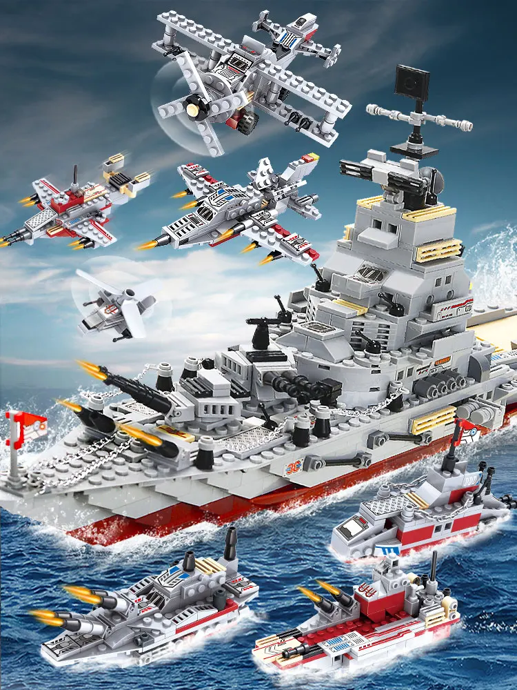 1068 PCS Military 8 IN 1 Army Ocean Cruiser Warship Building Blocks Aircraft Wea