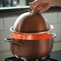 Marmite à soupe en cuivre vintage en forme d'œuf, marmite artisanale, ustensile de cuisson des aliments, mijoter et ragoût de pâtes, avec couvercle, marmite à main de 19 cm 2