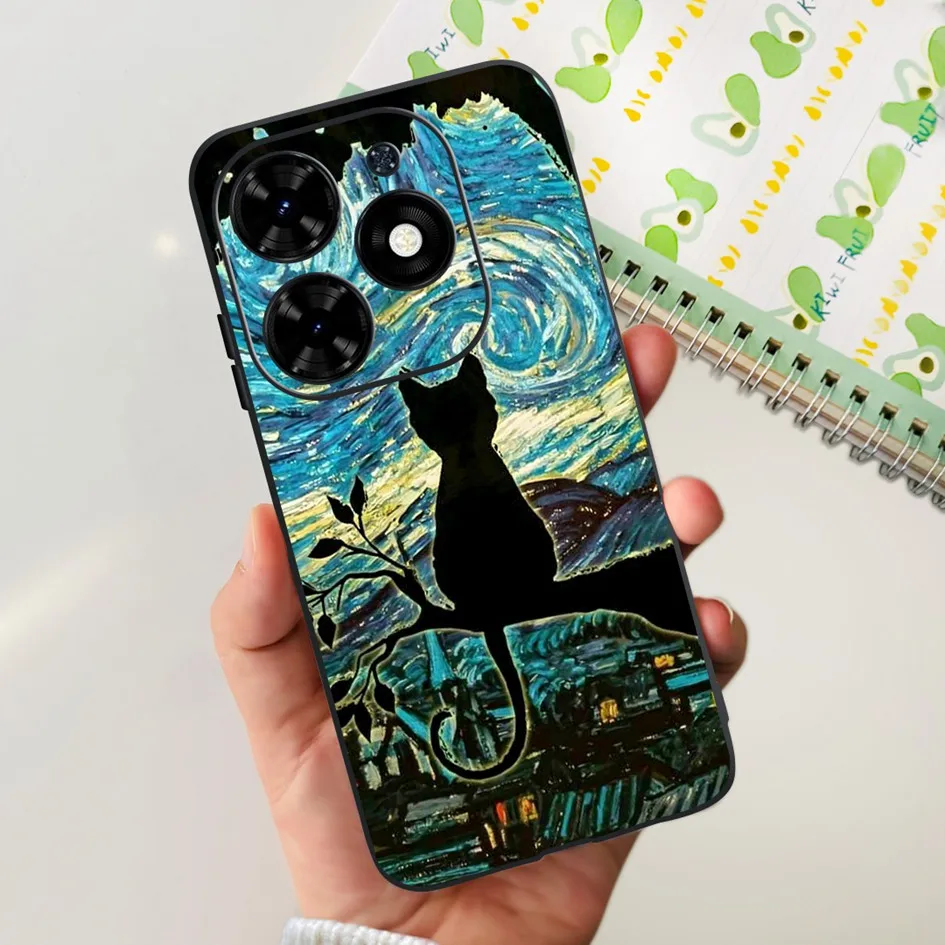 Fashion Flower Shockproof Silicone Slim Soft Black Phone Case