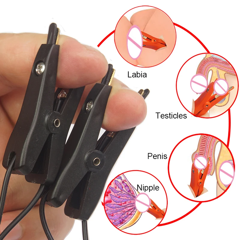 Electro Sex Toys E stim Chastity Cage Electrostimulation Anal Butt Plug Electric Shock Penis Cock Ring Stimulate Electro Sex Nipple Clip BDSM Toy Penis Rings