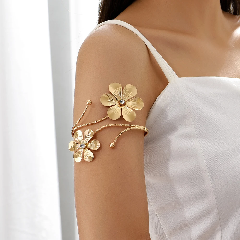 GSOLDSnakeFlowerUpperArmCuffCrystalBraceletsBanglesVarious