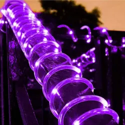 Enhanced Solar LED Rope Lights - Waterproof Outdoor Garden and Deck Lighting with 8 Modes - 22m 200led (Purple)