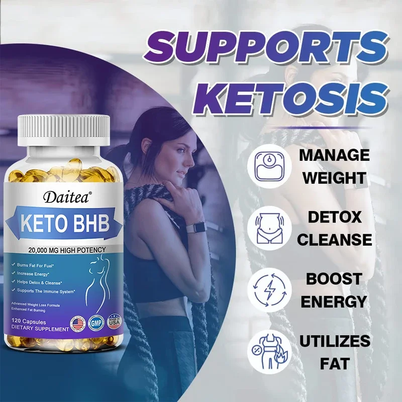 KETO BHB ACV Capsules 2000 mg Pure Keto Fat Burner, Increase Energy and Activity, Weight Management