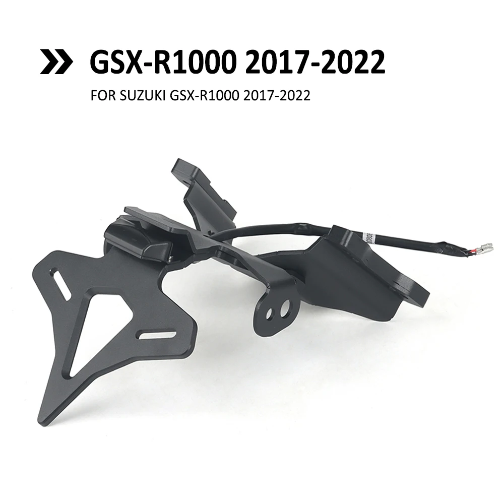 오토바이 후면 짧은 꼬리 재고 깔끔한 라이센스 플레이트 홀더 Tailstock 브래킷 스즈키 GSX-R1000 GSXR1000 2017-2022 용 LED 라이트
