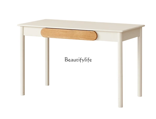 Solid Wood Desk Simple Cream Style White Writing Student Household Reading Table пакет подарочный бумажный а5 18 23 10 wood style нейтр мат ламинат kairui