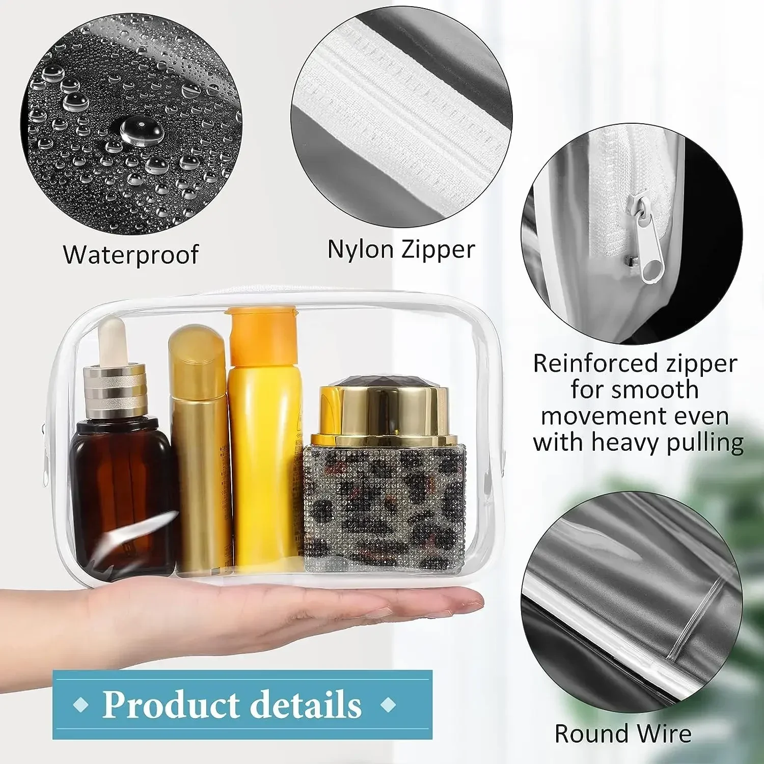 1/20pcs Transparent PVC Storage Travel Organizer Clear Makeup Bag Beautician Cosmetic Bag Beauty Case Toiletry Bag Wash Bags 5