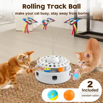 3 in 1 Electric Butterfly Cat Toy Interactive Cat Balls Track Electronic Cats Toy Automatic Cat Puzzle Toy For Indoor Cats 5