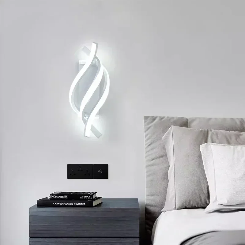 Modern LED Wall Lamp Minimalist Black White Line Decor Light Bedroom Bedside Backwall Stairway Aisle Lighting Fixture Lustre