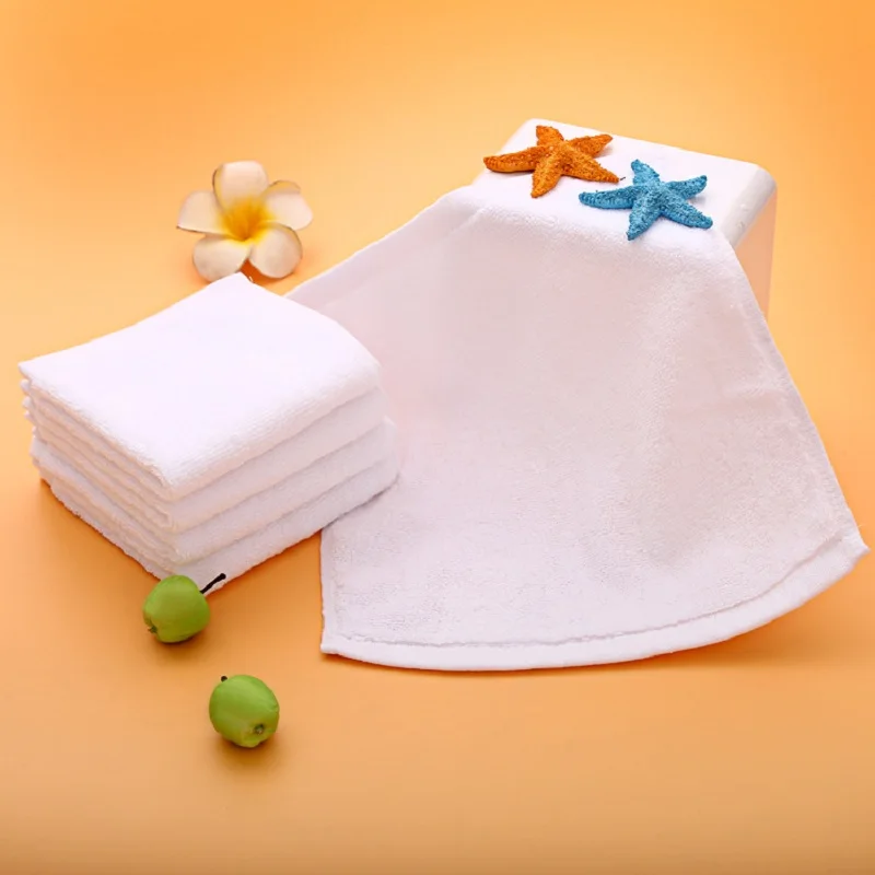 10pcs/Lot White Small Face Hand Towels Kitchen Hotel Restaurant  Kindergarten Cotton Towel for Beauty Salon