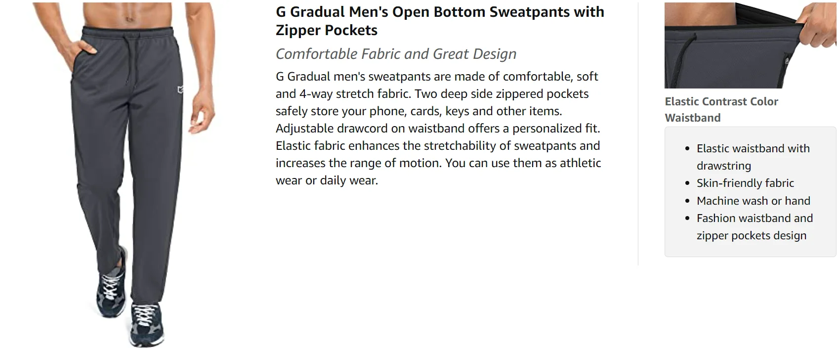 G Gradual Men's Sweatpants with Zipper Pockets Athletic Pants Traning Track  Pants Joggers for Men Soccer, Running, Workout