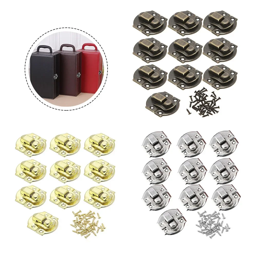 Antique Lock Wooden Jewelry Box 10Pcs with Metal Hasps Latch Screw jewelry box hasps decorative latches furniture hardware jewelry box