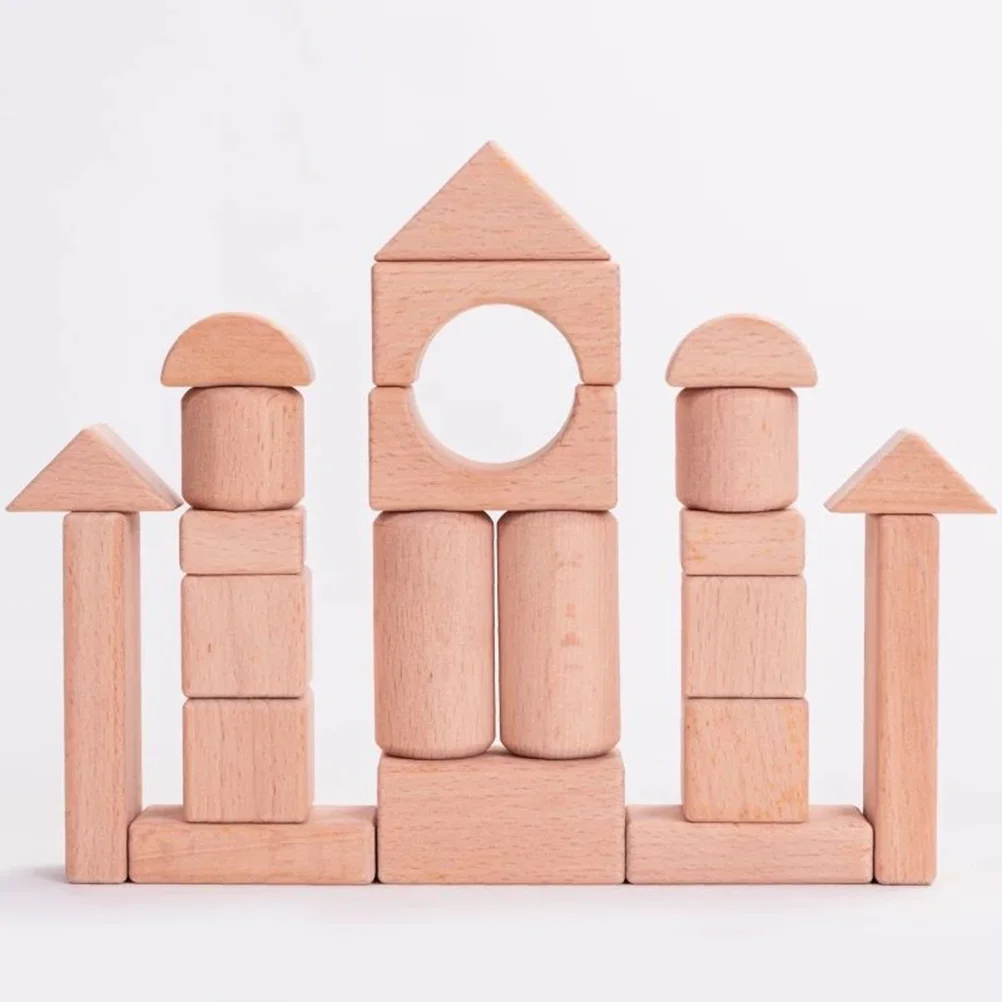 

20 Pcs Wood Teaching Block Kids Educational Toys Bulding Blocks Wooden Geometric Toddler