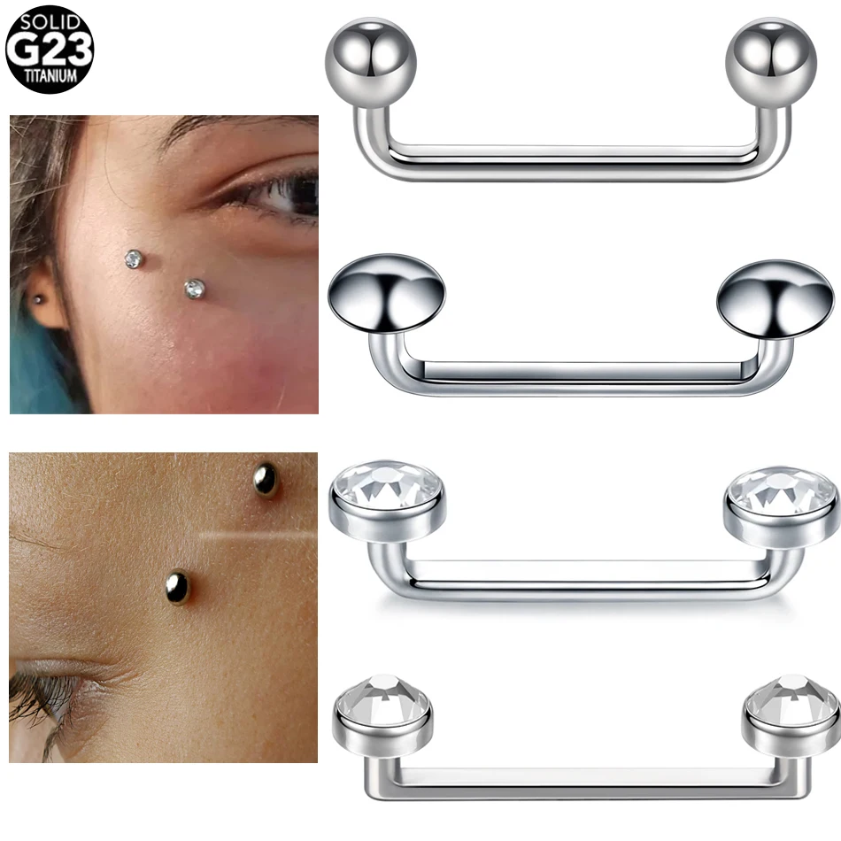 1PC G23 titanium surface body jewelry micro dermal piercings CZ crystal