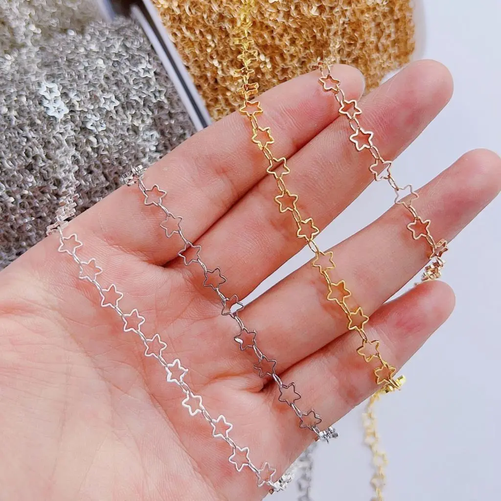 2Meters 1Meter Star Chains for Neckalce Bracelet Jewelry Making DIY Components Accessories Gold Color Chain Wholesale