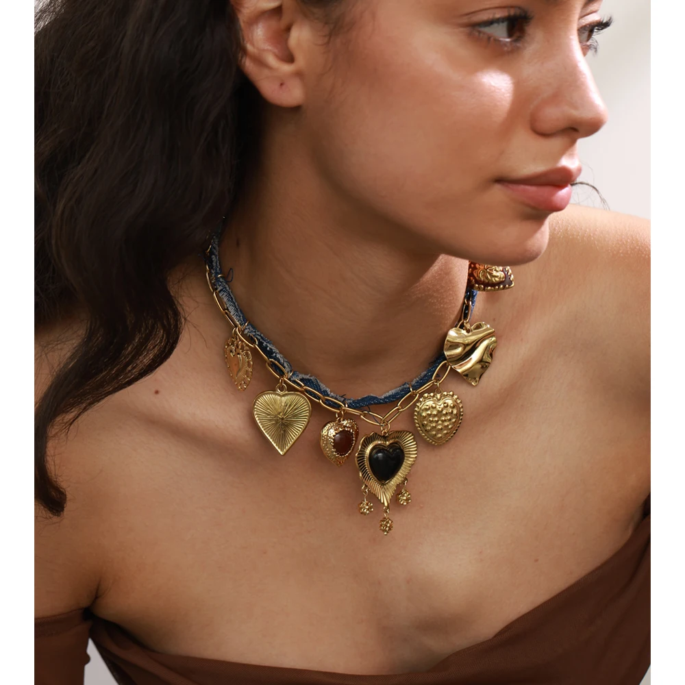 Yhpup Jewelry Necklace Statement Stainless Steel for Women