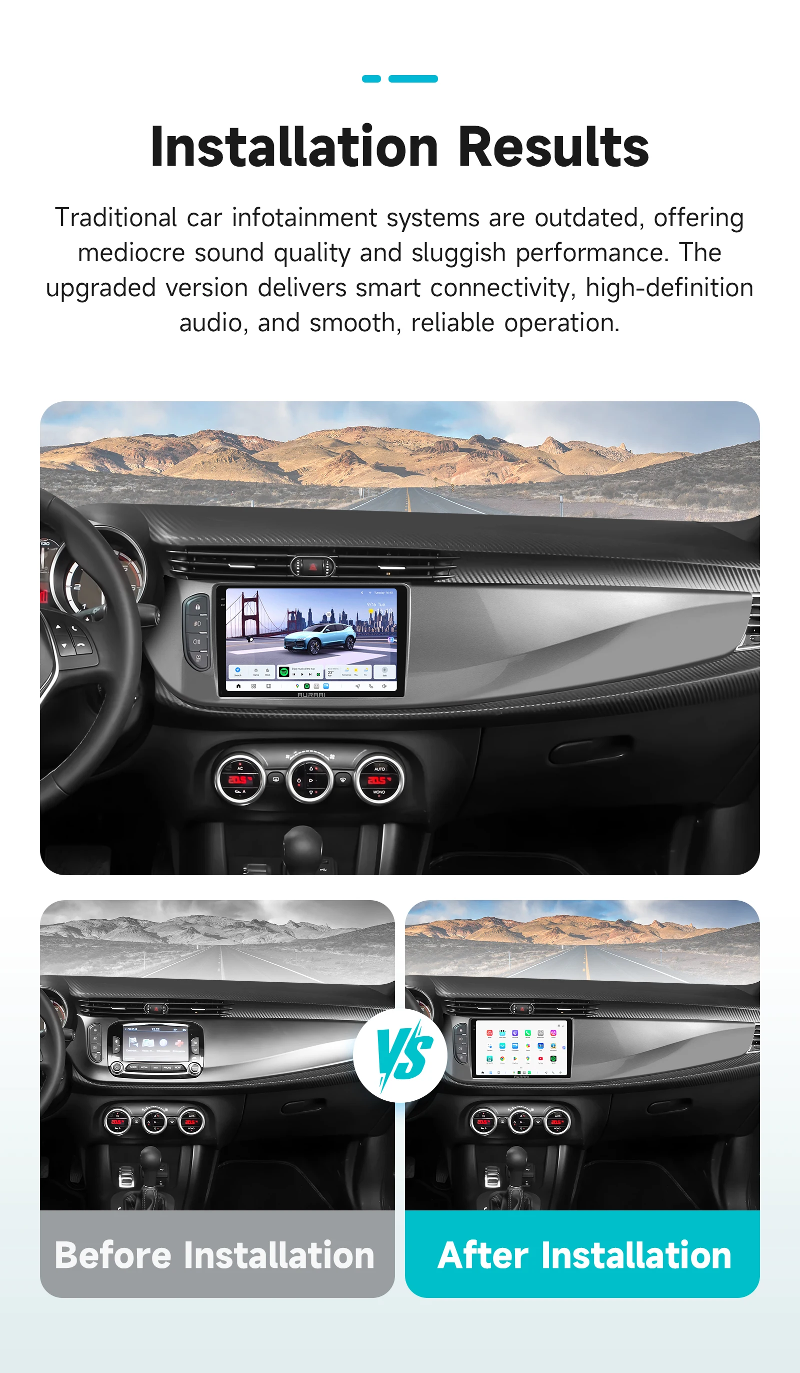 AURAAI Touchscreen-Stereo-Player-Navigation für Alfa Romeo Giulietta 2010-2018 Smart Driving ADAS 2din Carplay Android Auto SWC – Detail 7