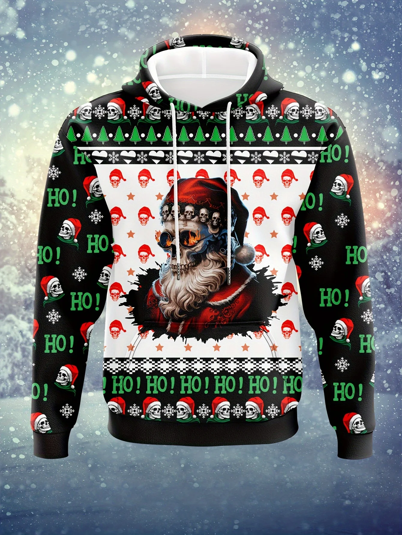 thumbnail image 1 of Sudadera con capucha y estampado 3D para hombre con temática navideña, sudaderas con cordón, ropa deportiva de manga larga, ropa para hombre con gráficos divertidos, 1 of 5